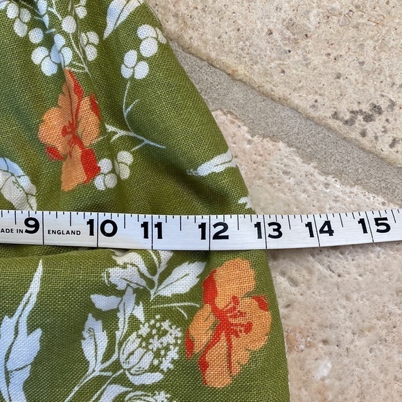 Linen Wood Handle Handbag Purse Womens tote stripes floral round handle knitting - Picture 7 of 7